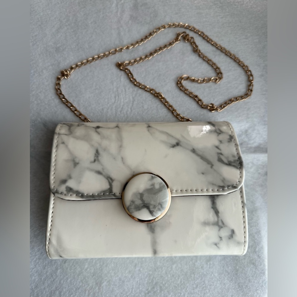 SHEIN Elegant Marble Pattern Faux Leather Crossbody Purse